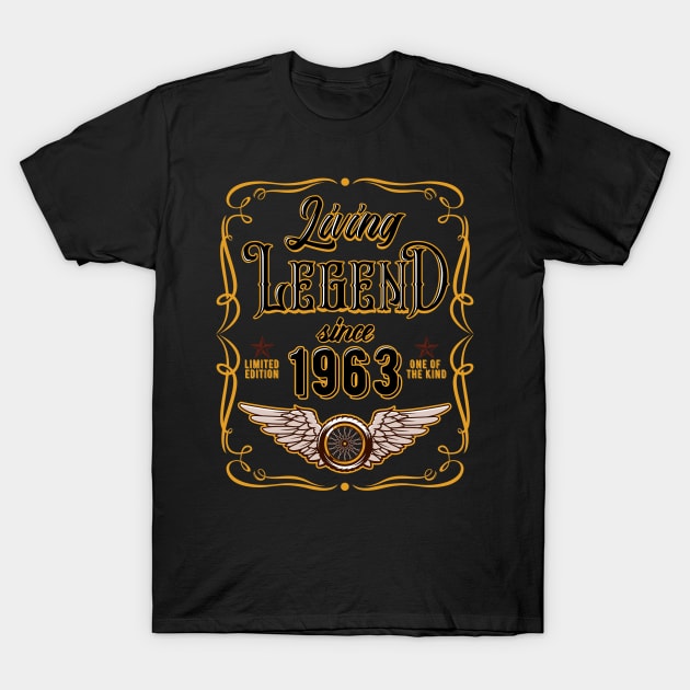 57th Birthday Gift For Men Women Living Legend Since 1963 T-Shirt by RW